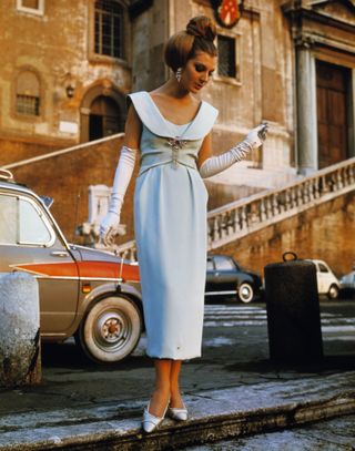 60s fashion - blue dress