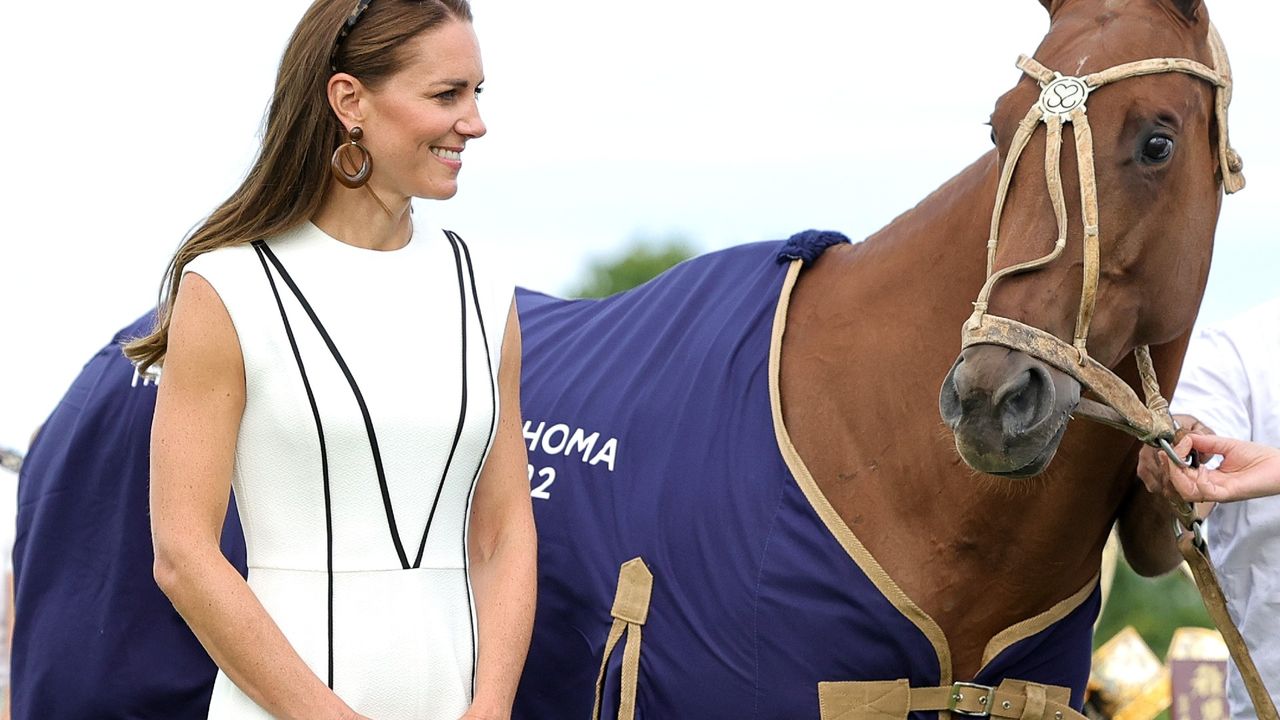 Catherine, Duchess of Cambridge attends the Royal Charity Polo Cup 2022 at Guards Polo Club during the Outsourcing Inc. Royal Polo Cup at Guards Polo Club, Flemish Farm on July 06, 2022 in Windsor, England