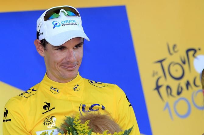 Daryl Impey (Orica - GreenEdge) on the podium