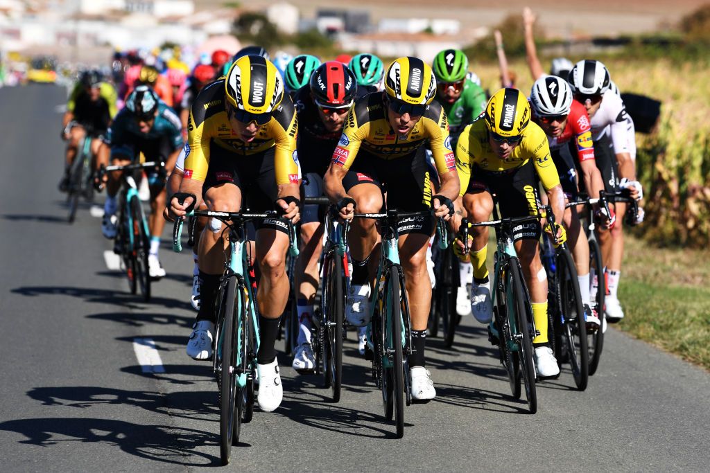 Primoz Roglic supported by Jumbo-Visma during stage 10 at the Tour de France