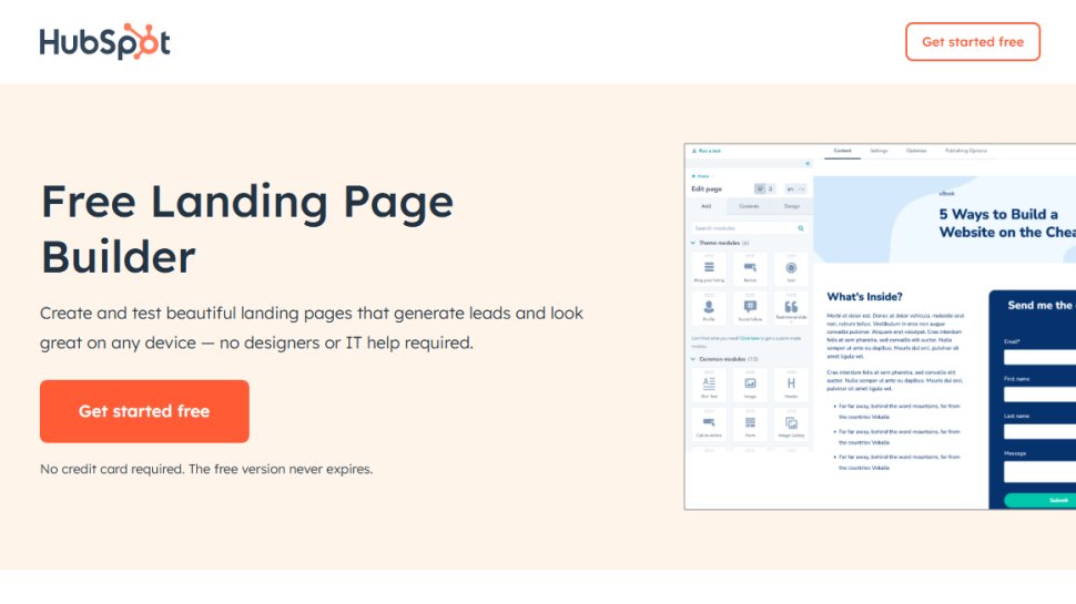 Website screenshot of Hubspot (August, 2025)