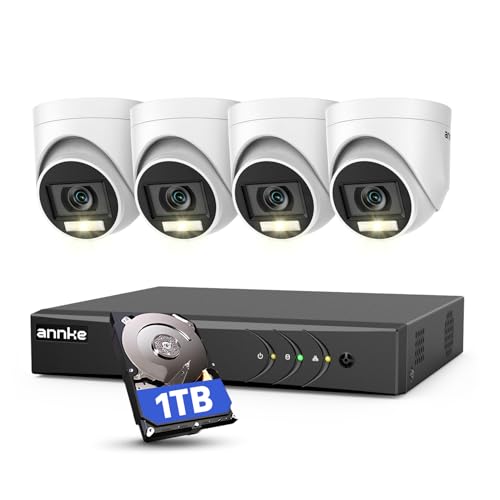 Annke 8ch Home 3k Lite Ai Dvr, Wired Security System With Built-In Mic, 4 X 1080p Ip67 Weatherproof Cameras, Human/vehicle Detection, Color Night Vision, H.265+, 1tb Hdd for Surveillance