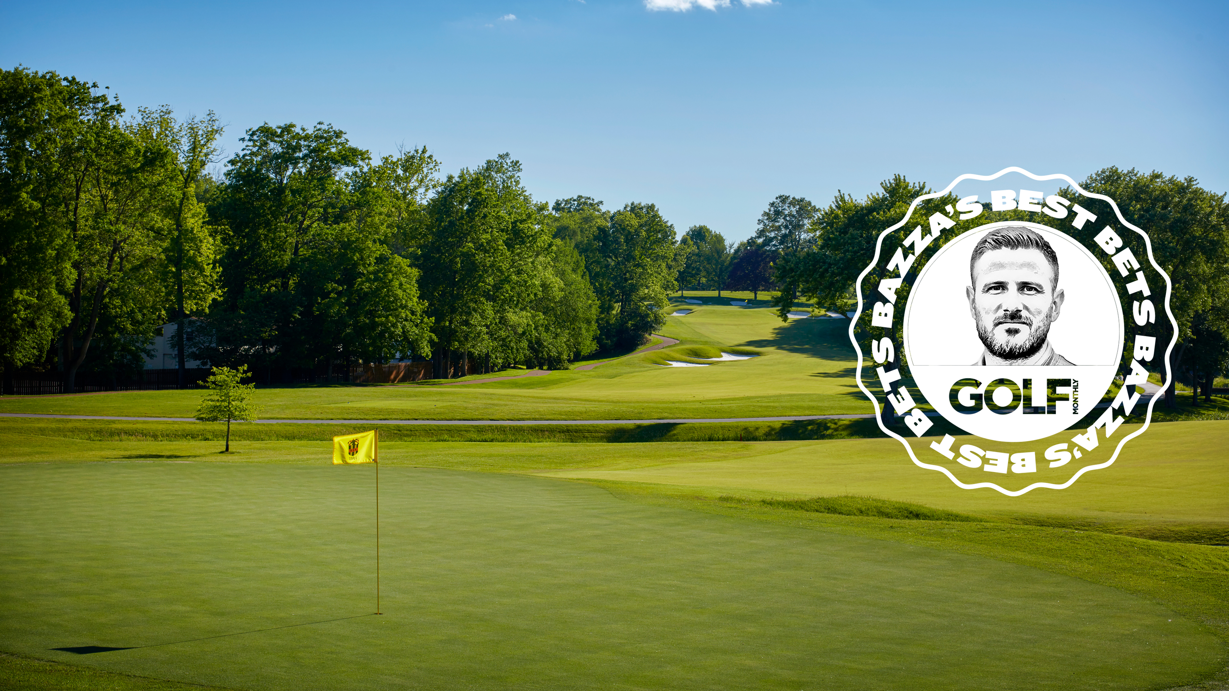Bellerive Golf Course, host of the BMW Championship 2026, with an inset image of the Bazza's Best Bets logo