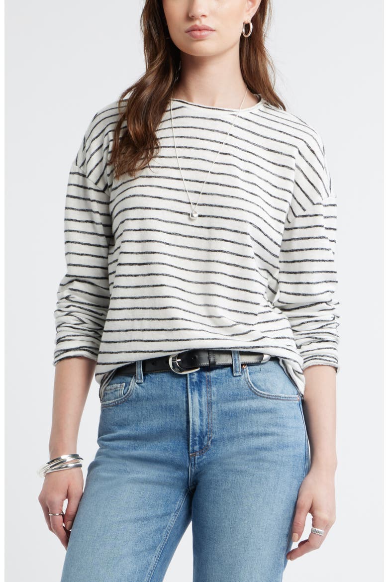 Boxy Stripe Long Sleeve Roll Neck T-Shirt