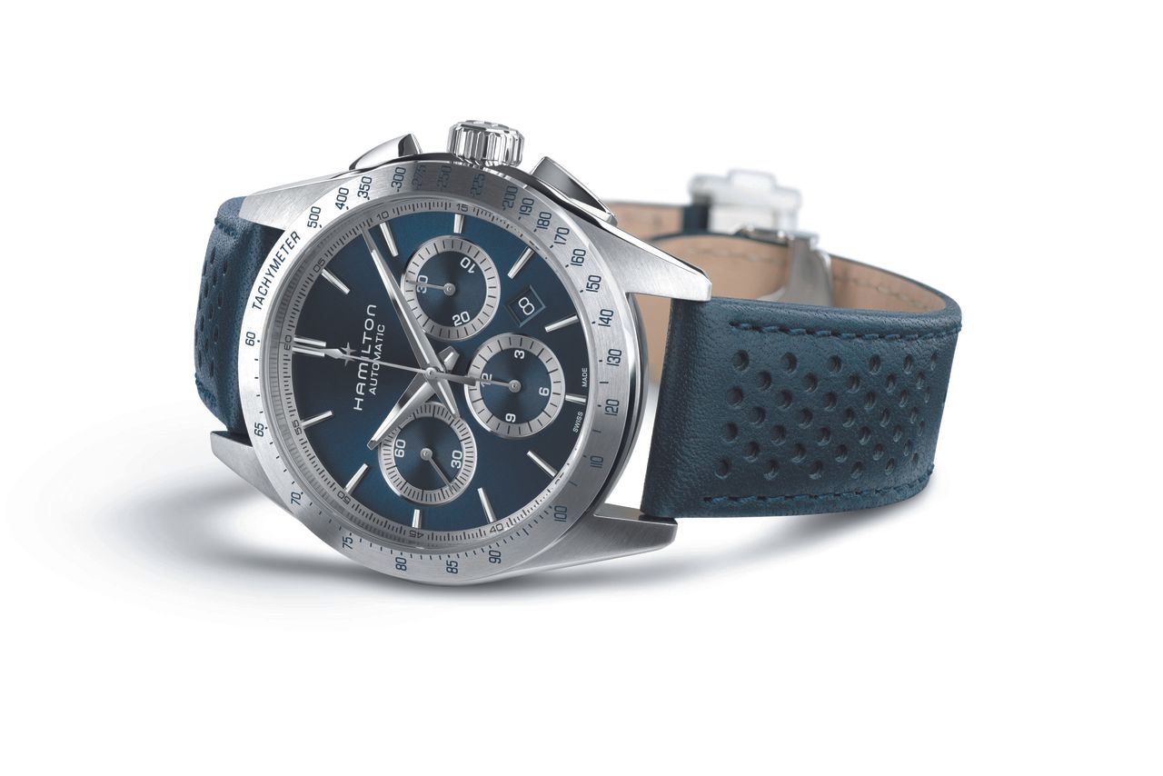 The Hamilton Jazzmaster Performer Chrono on a white background