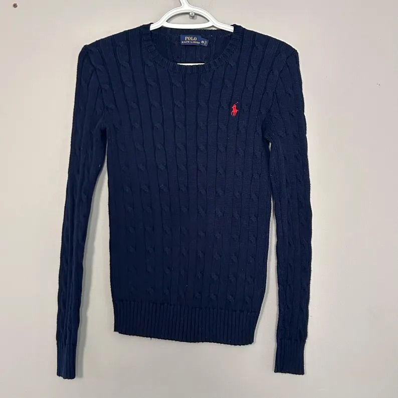 Vintage 90's Polo Ralph Lauren, Blue Cotton Pulllover Sweater