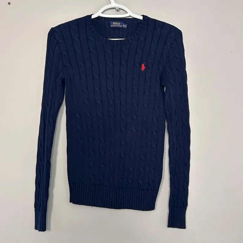 Vintage 90&#039;s Polo Ralph Lauren, Blue Cotton Pulllover Sweater