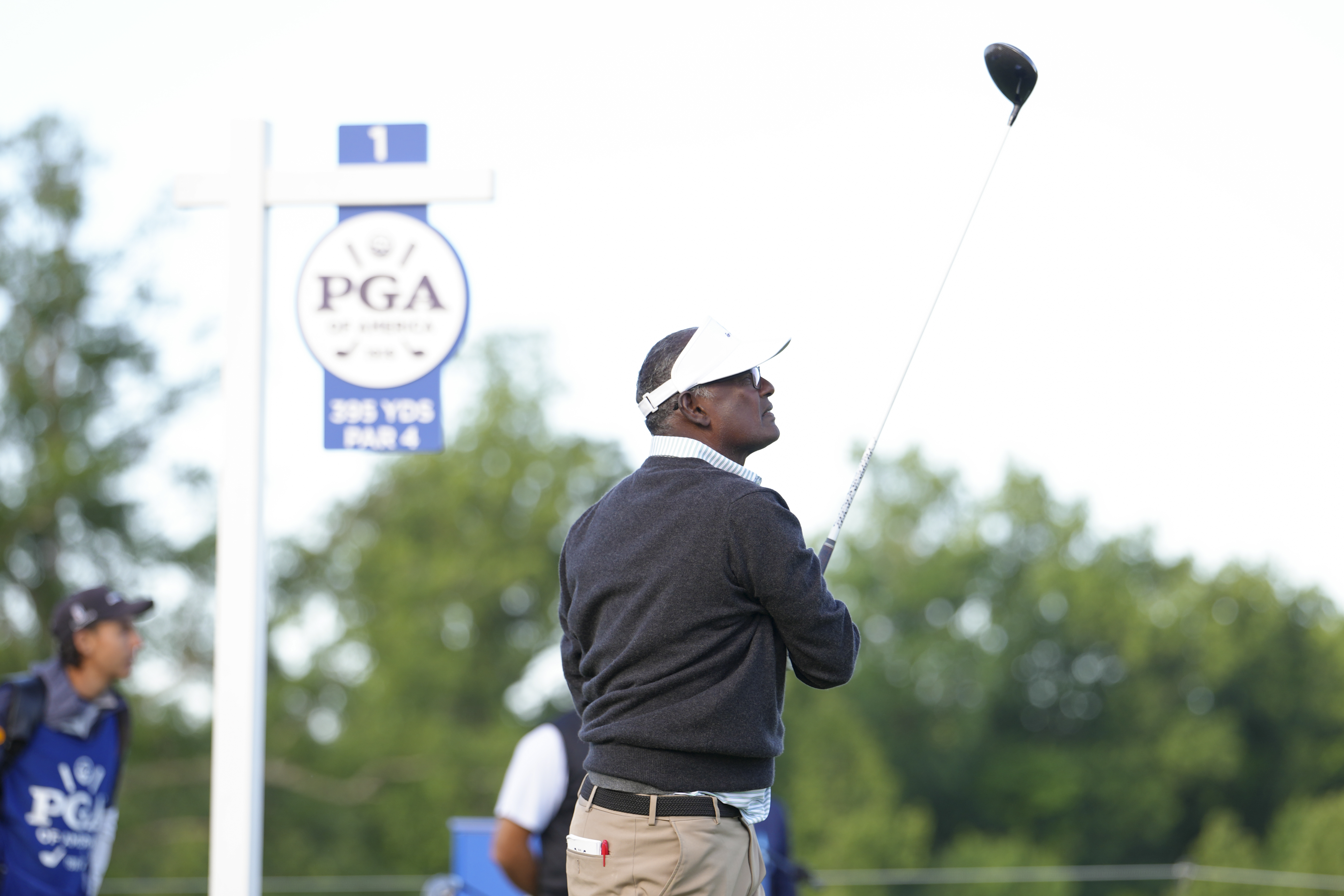 Vijay Singh hits a driver off the tee
