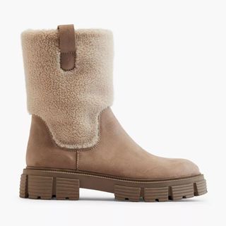 Beige Borg Panelled Boot