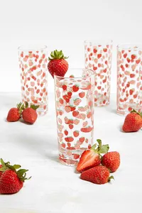 Strawberry Print Glass - Set of 4 | Was £18 now £6 | Save £12