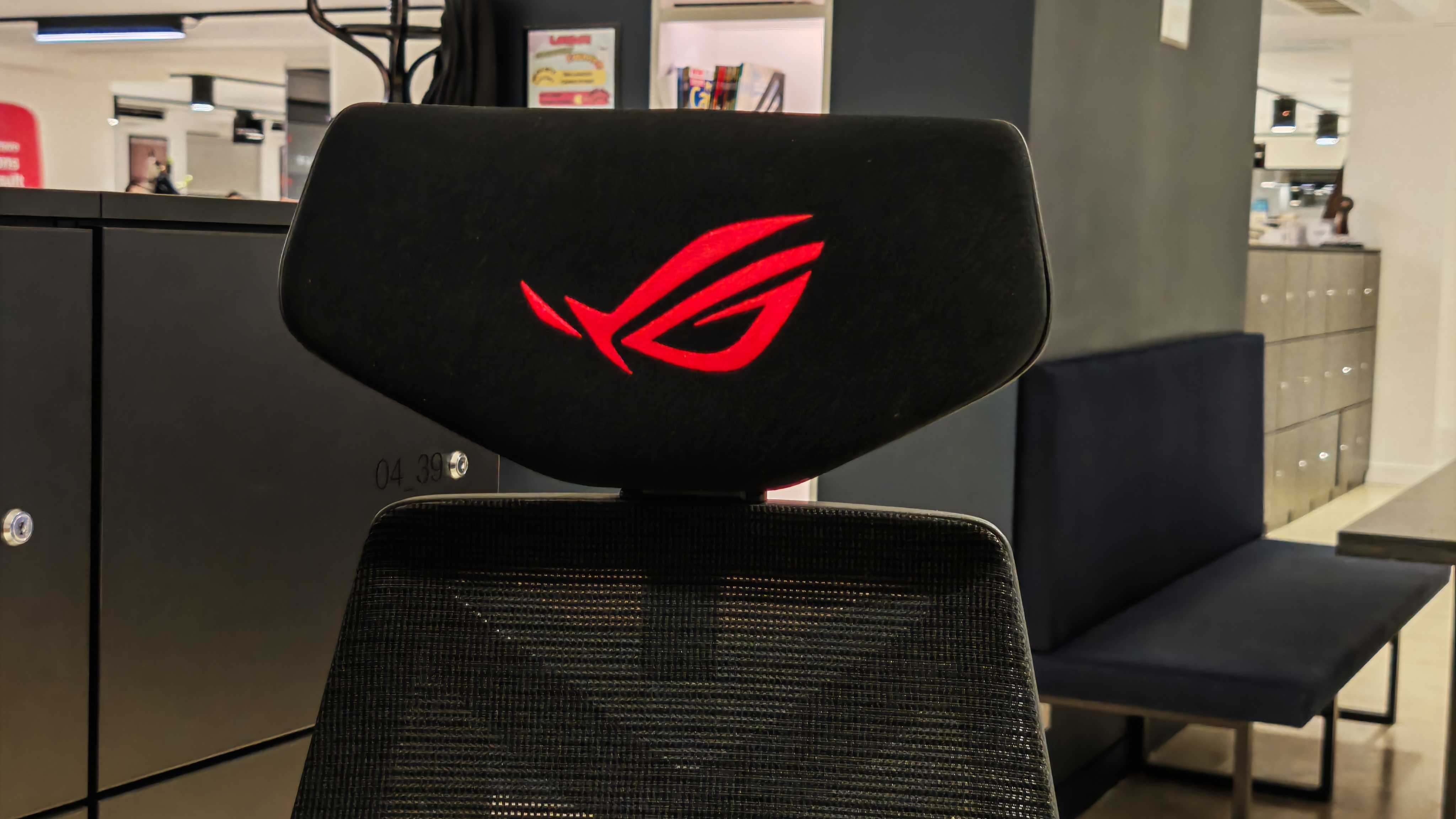 The Asus ROG Destrier Core Gaming Chair in an office environment.