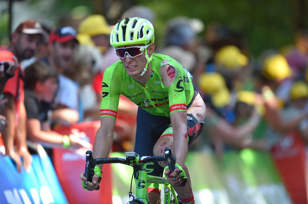Pierre Rolland was all banged up after his crash on stage 8