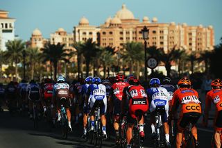 The peloton during stage 2 at the Tour of Qatar