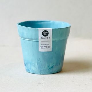 Recycled plant pot in aqua blue 