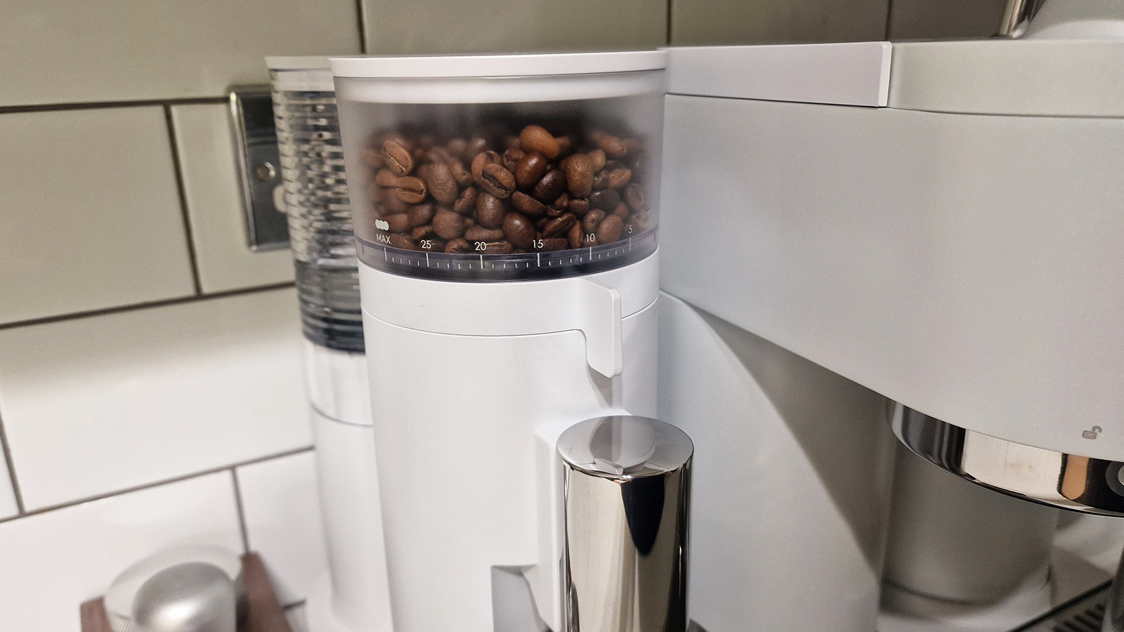 Meraki espresso machine's bean hopper