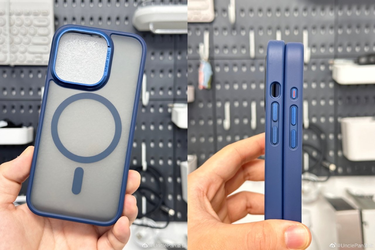 Leaked cases for an iPhone 15 Pro.