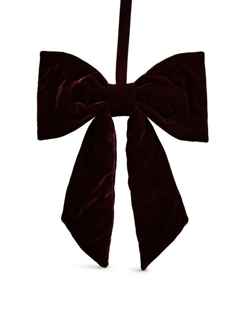 Velvet Hanging Bow Decoration in Brown