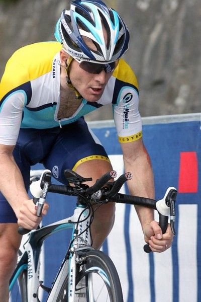 Levi Leipheimer (Astana) approaches the finish in Riomaggiore.