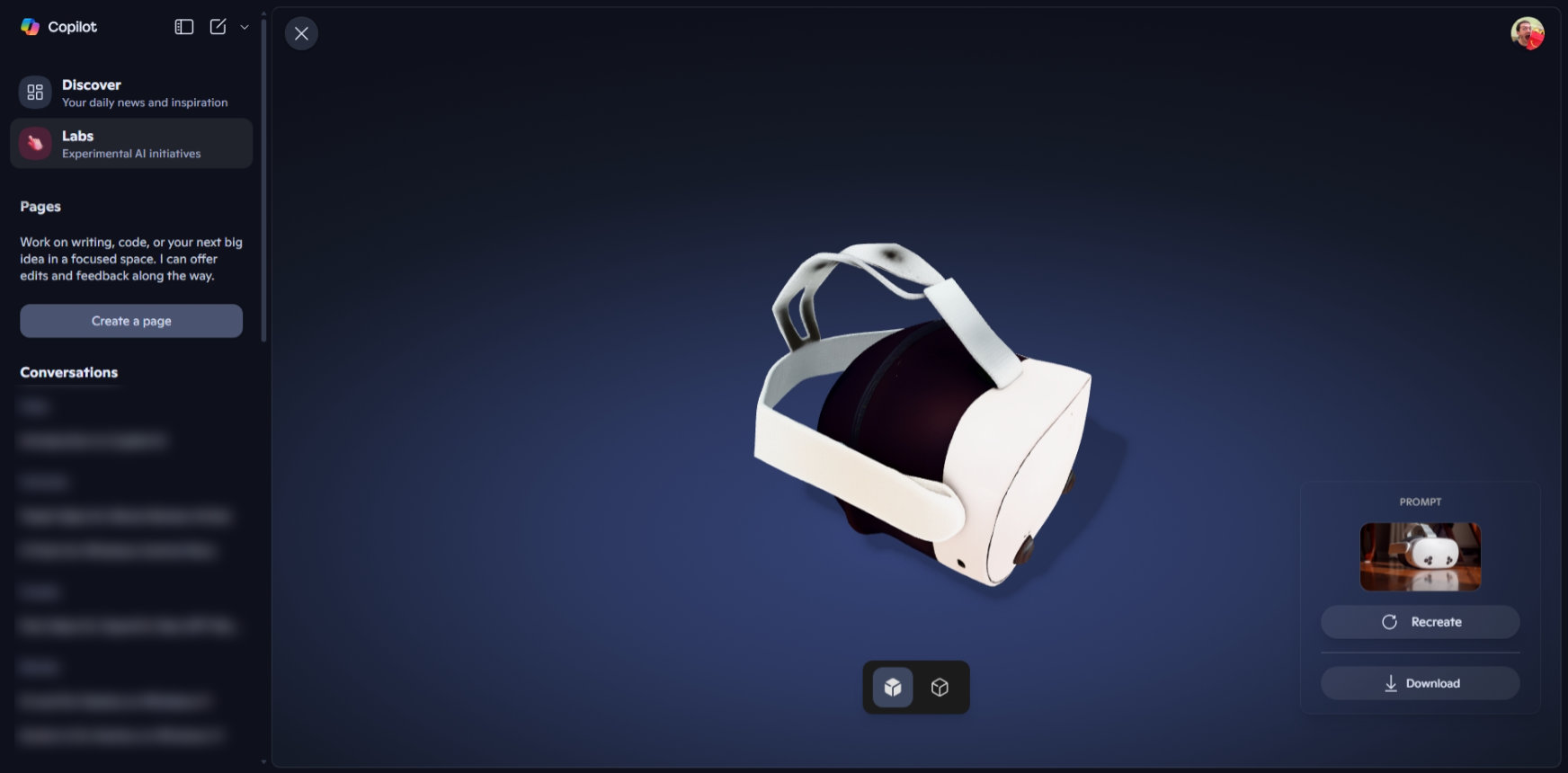 Copilot 3D in Copilot Labs