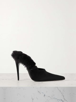 Magda Butrym Faux Fur-Lined Satin Mules
