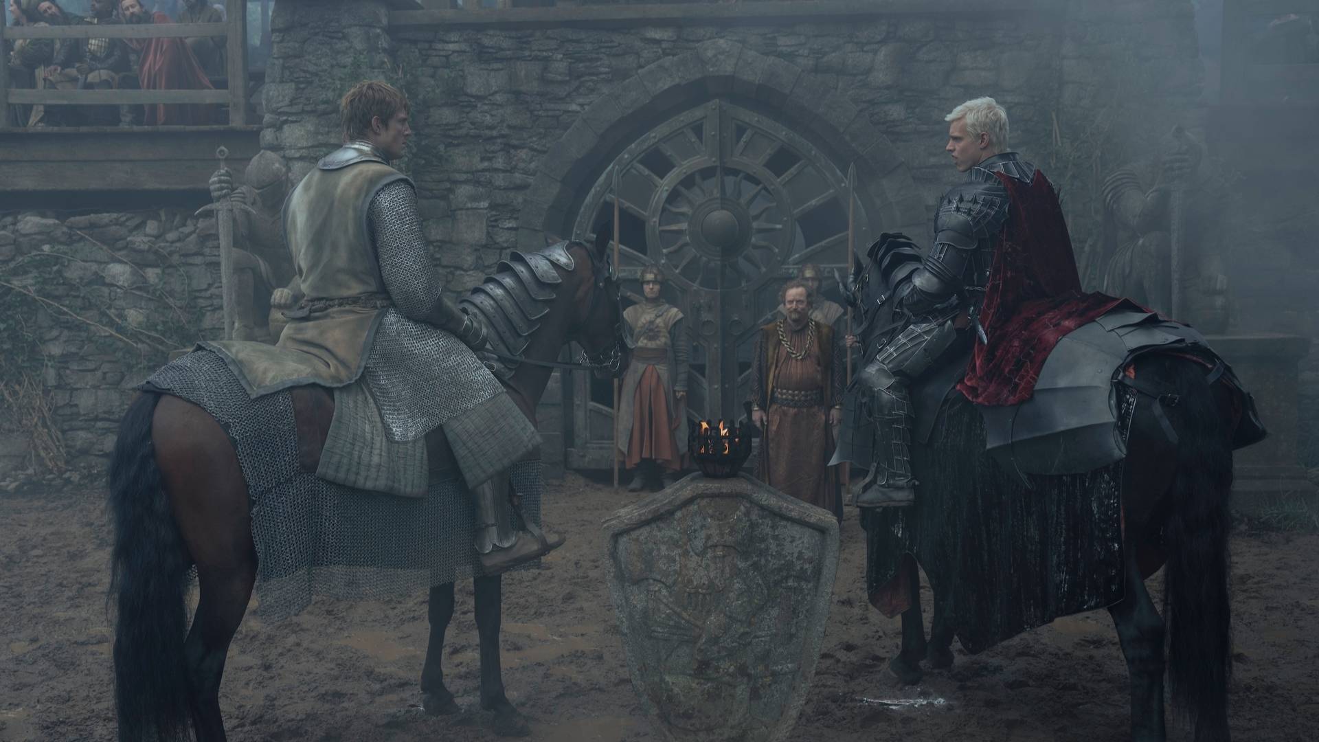 Peter Claffey as Dunk and Finn Bennett as Aerion Targaryen in A Knight of the Seven Kingdoms