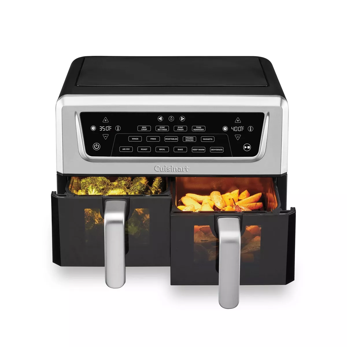 Cuisinart 11qt Dual Zone Basket Air Fryer With Viewing Window Black Adz-112