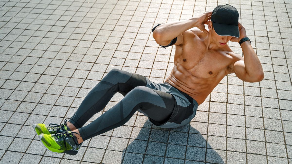 a man doing a sit up