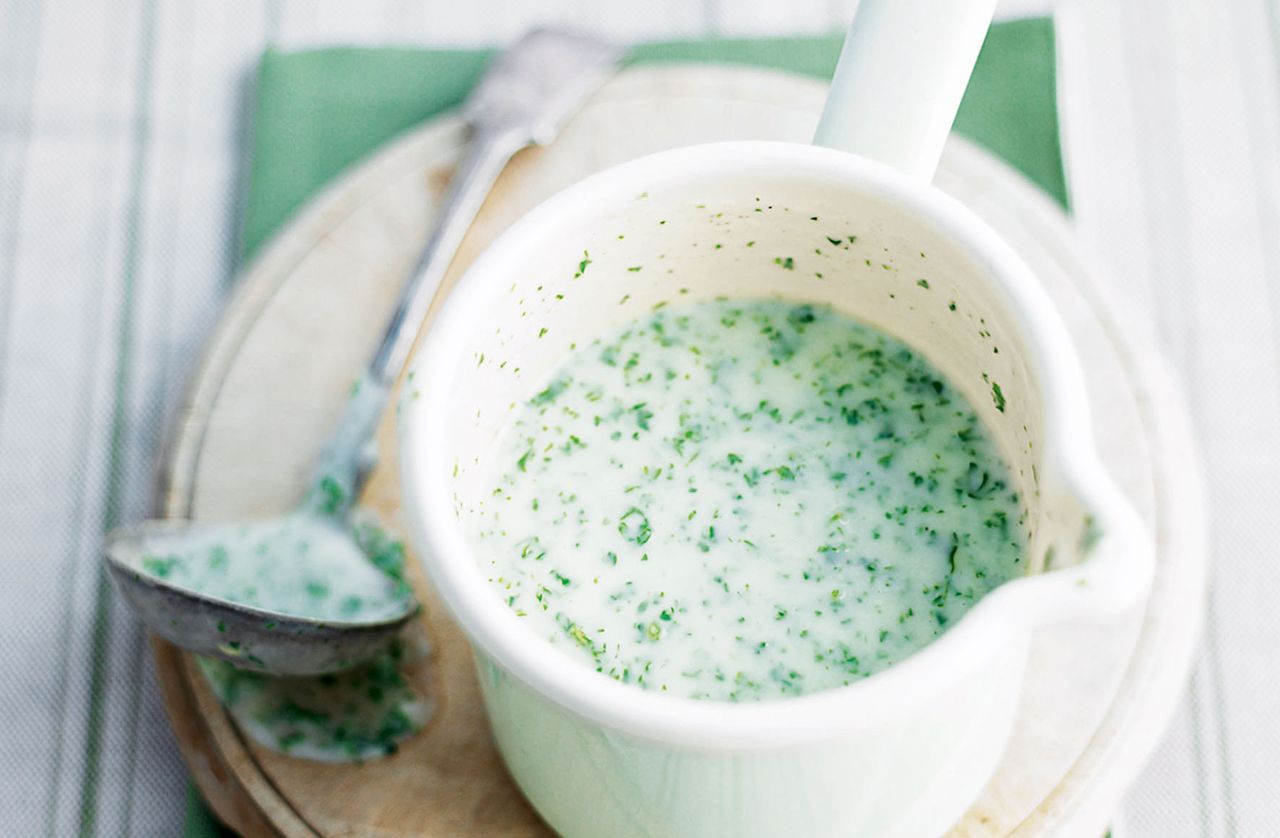 Homemade parsley sauce.