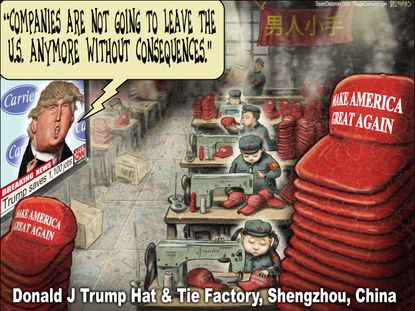 Political cartoon U.S. Donald Trump MAGA hats