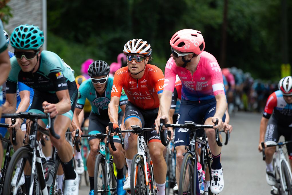 Logan Owen and Robin Carpenter in action at the US Pro Road Race