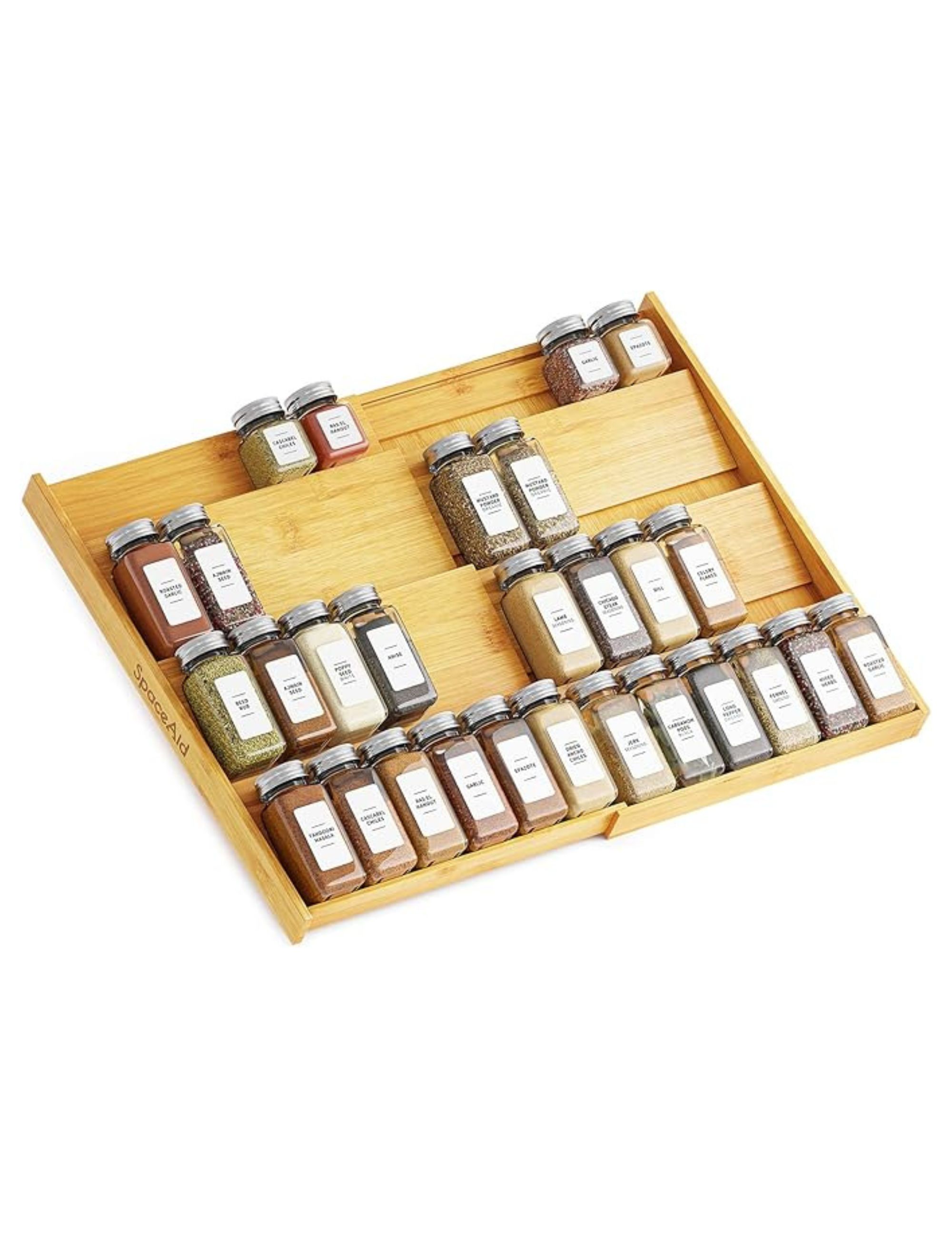Amazon, Spaceaid Expandable Bamboo Spice Drawer Organizer