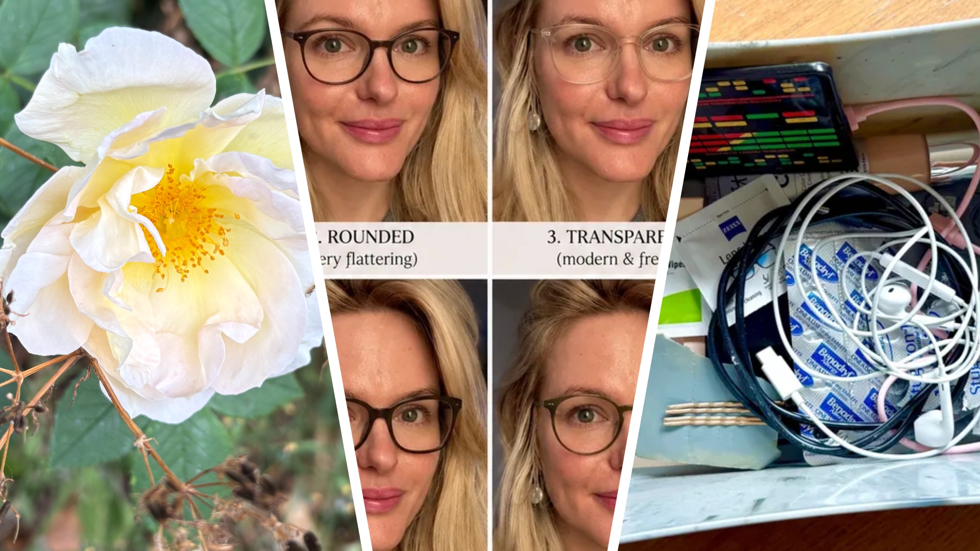 Three way split images of possible ChatGPT uses.