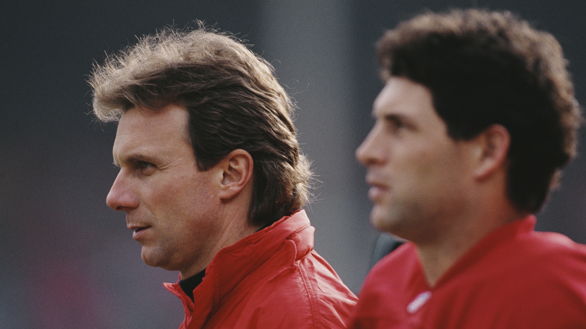 San Francisco 49ers quarterbacks Joe Montana and Steve Young on 14 December, 1991 at Candlestick Park