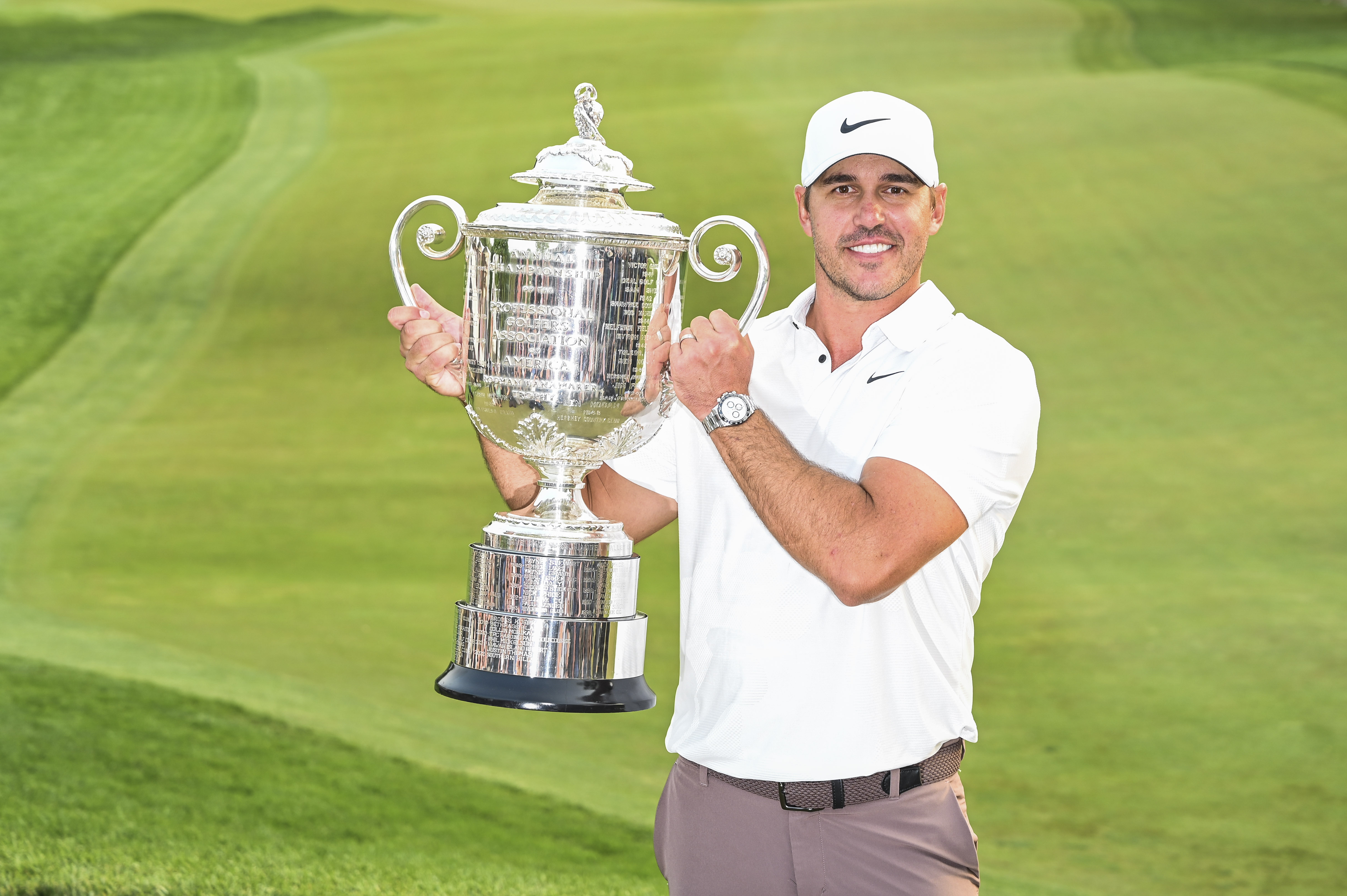Brooks Koepka celebrates his 2023 PGA Championship win