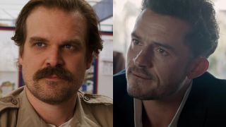 David Harbour on Stranger Things; Orlando Bloom in Needle in a Timestack