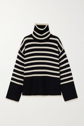 Striped Wool-Blend Turtleneck Sweater