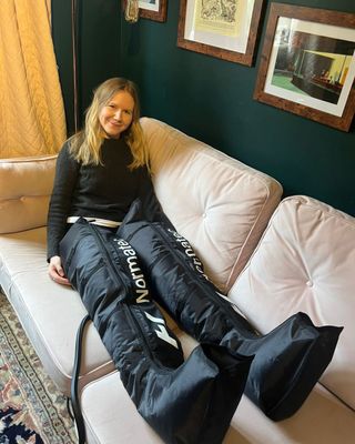 Compression therapy benefits: Liz trying the compression boots