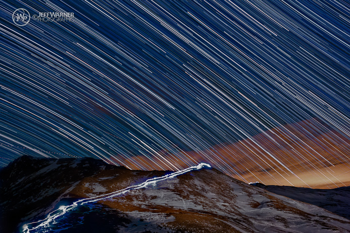 Milky Way Time-Lapse Composite with Hikers Loveland Pass