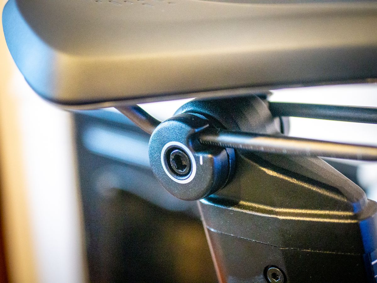 Close up details of the Zwift Ride indoor bike