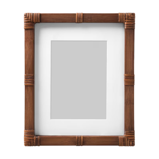 A woven rattan photo frame
