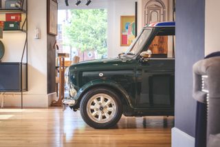 Mini Remastered by David Brown Automotive, front of car seen in store