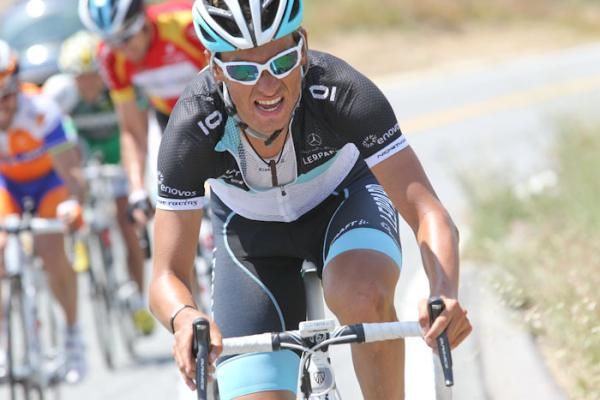 Stefan Denifl (Leopard Trek) sweats through the California sunshine.
