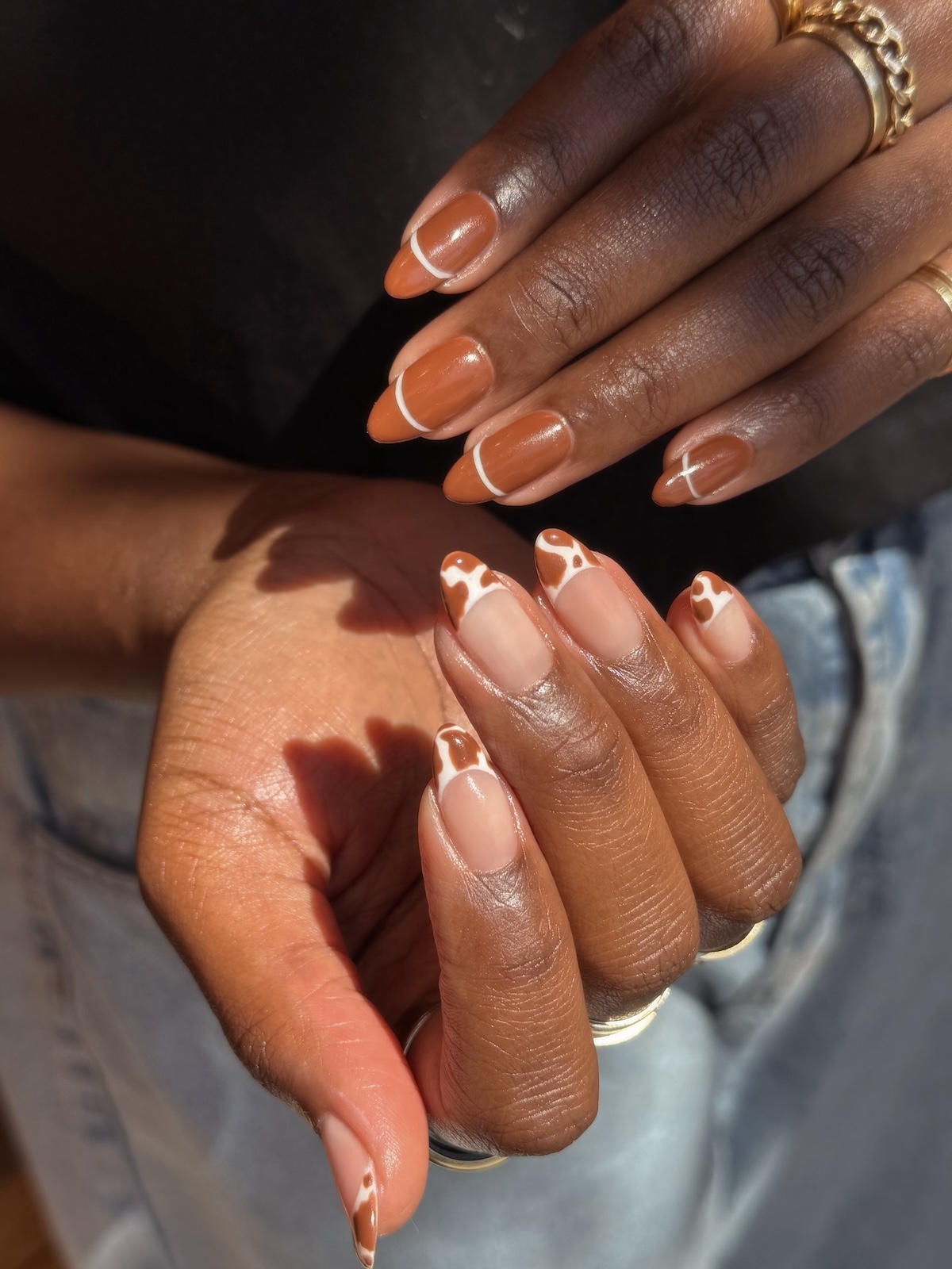 Brown animal print nail design