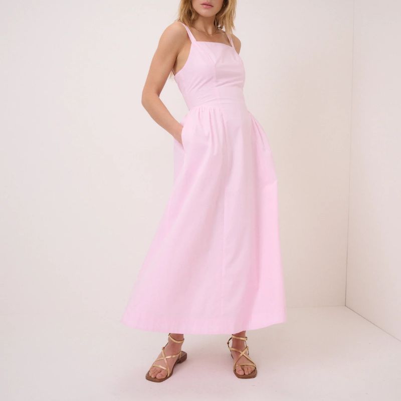 Nobody's Child , Pink Square Neck Brielle Midi Dress