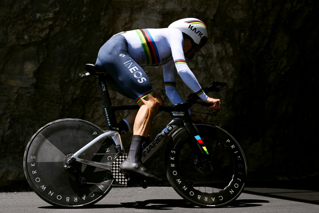 ROCAMADOUR FRANCE JULY 23 Filippo Ganna of Italy and Team INEOS Grenadiers sprints during the 109th Tour de France 2022 Stage 20 a 407km individual time trial from LacapelleMarival to Rocamadour TDF2022 WorldTour on July 23 2022 in Rocamadour France Photo by Dario BelingheriGetty Images