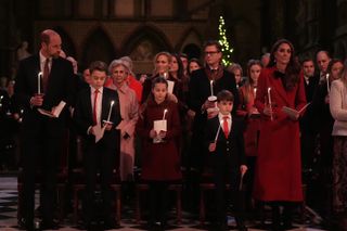 Princes William and George, Princess Charlotte, Prince Louis, and Princess Catherine at "Together at Christmas" carol service event.