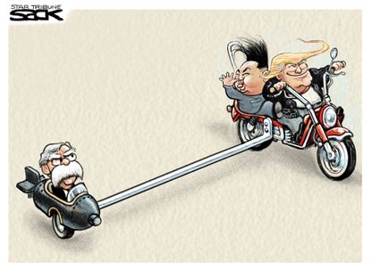 Political Cartoon U.S. Trump Kim Jong Un Bolton Foreign Policy