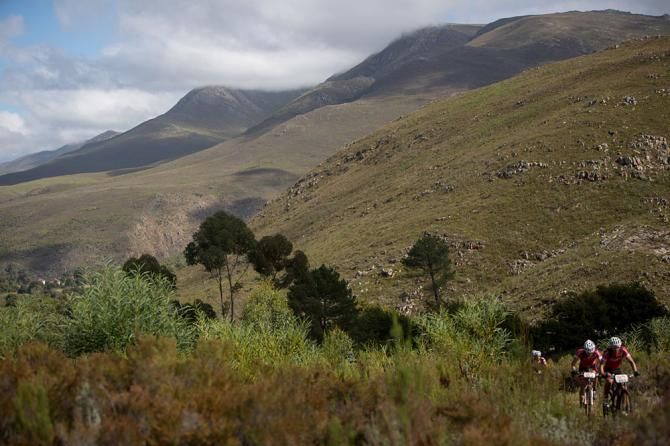 Riders make their way through the sngle track just outside Greyton during stage 4