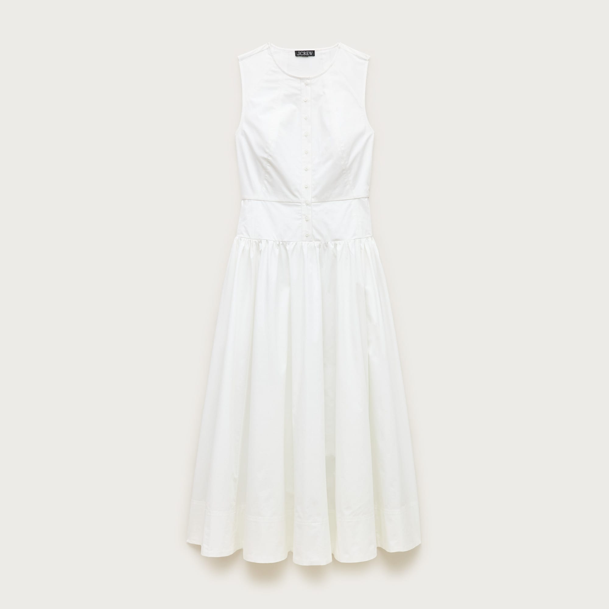 Button-Front Dress in Cotton Poplin