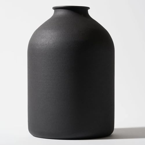 Large Black Flower Vase for Bedroom Decor Living Room Table, Black Arlo Vase Matte, Iron Metal Vases Home Decor, Wabi Sabi Decor